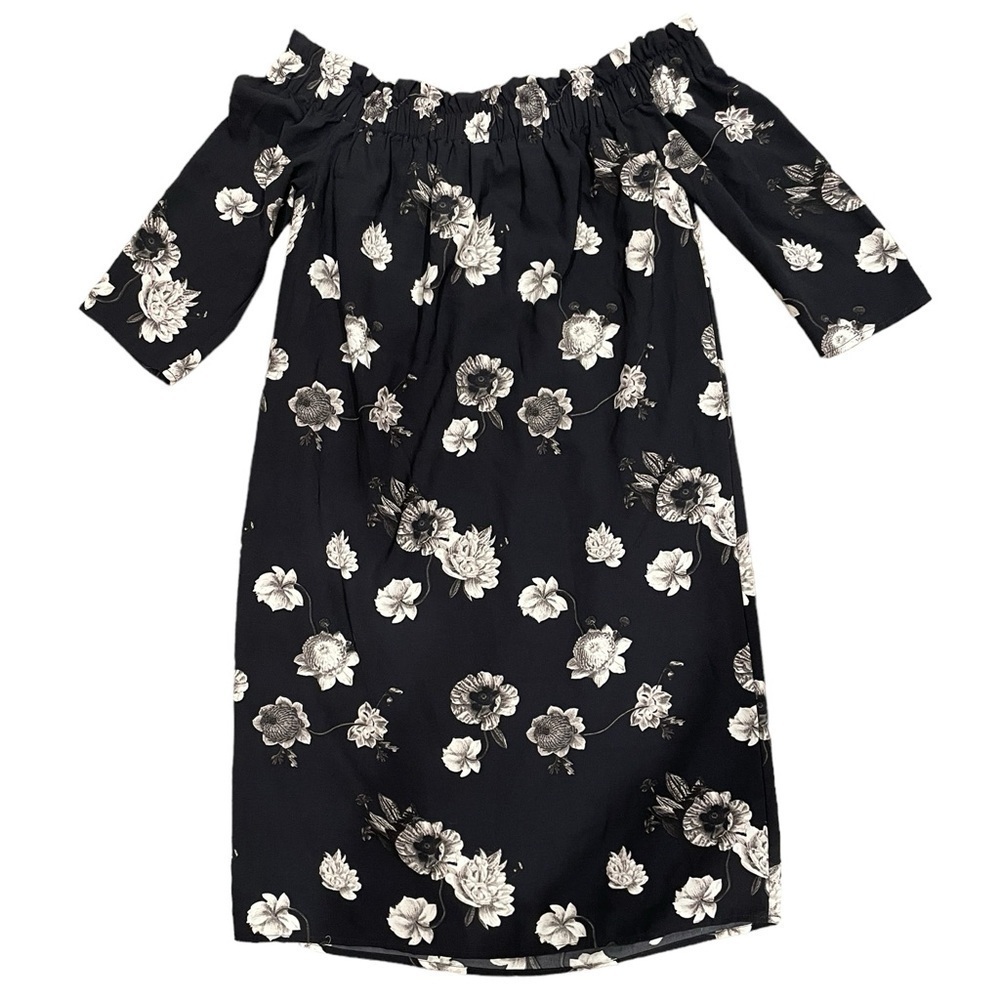Selected Femme Off the Shoulder Navy Floral Dress